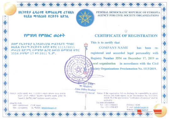 Ethiopia Certificate of Registration